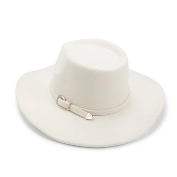 FRYE Belted Cream Western Fedora Hat - Picture 4 of 4